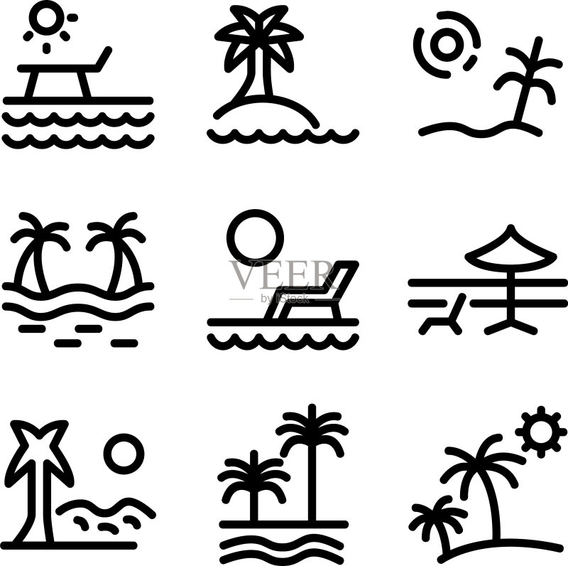 海滩图标或Logo独立标志符号图标素材