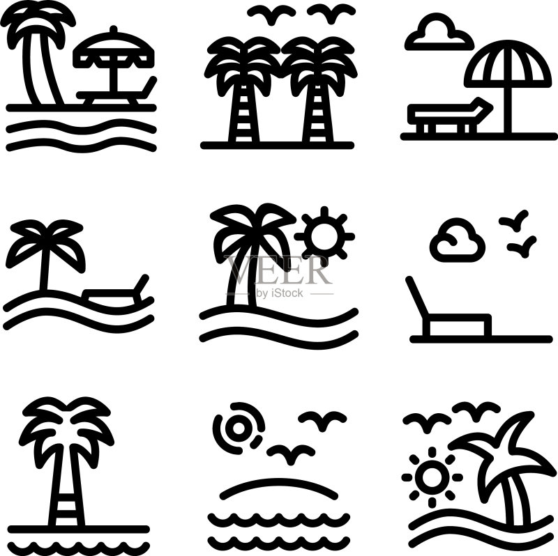 海滩图标或Logo独立标志符号图标素材