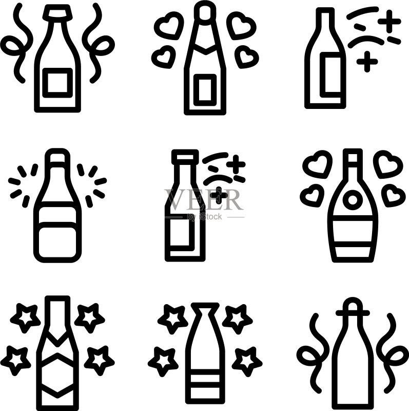 香槟图标或标志,隔离符号图标素材