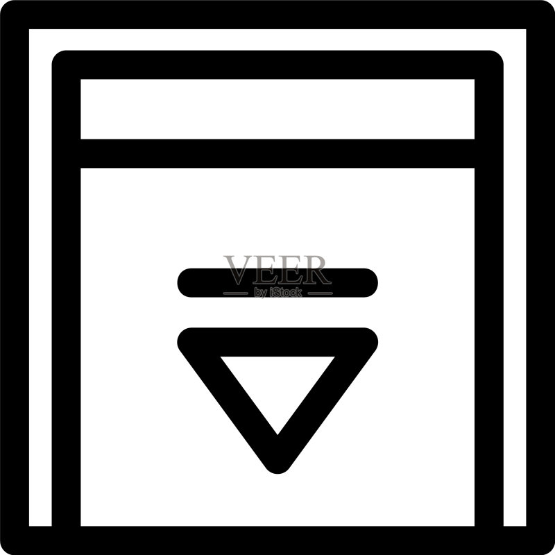 向下电梯图标或标志,独立符号图标素材