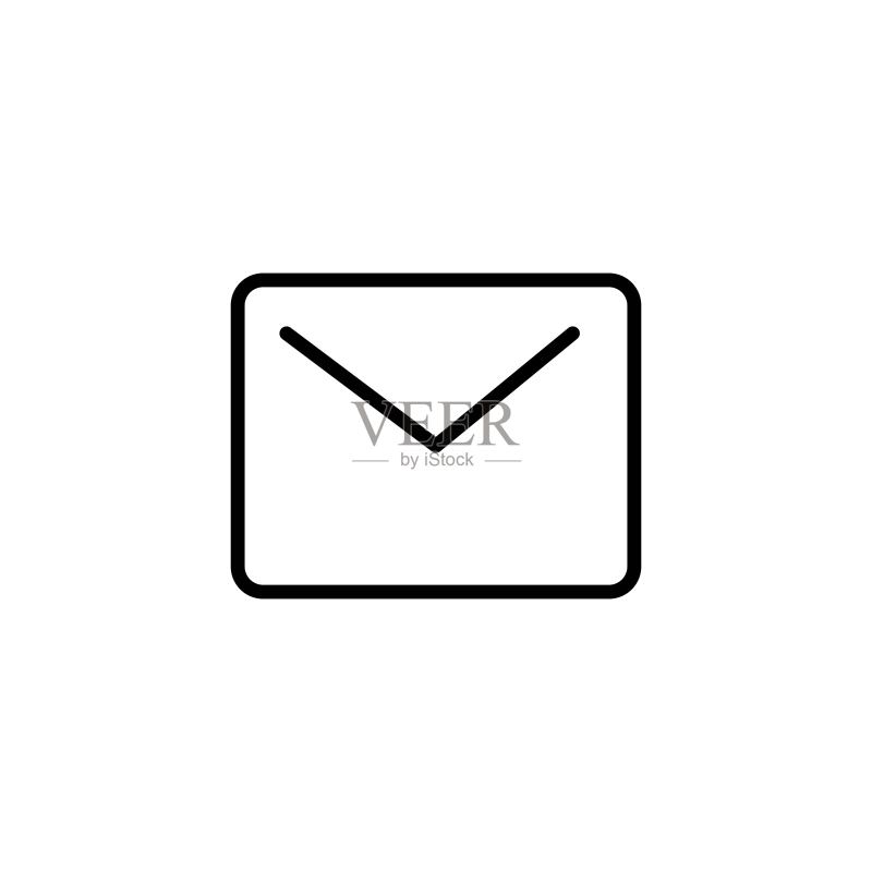 黑色细线信息或信件图标。发送邮件概念。Alat风格隔离符号,适用于:插图、简约、logo、移动、logotype、app、emblem、设计、web、UI、UX、GUI。矢量EPS 10图标素材