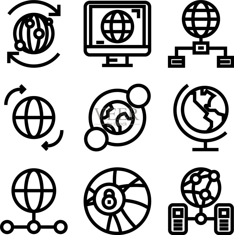 全球网络图标或标志图标素材