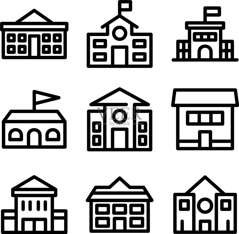 学校建筑图标或logo独立标志符号图标素材