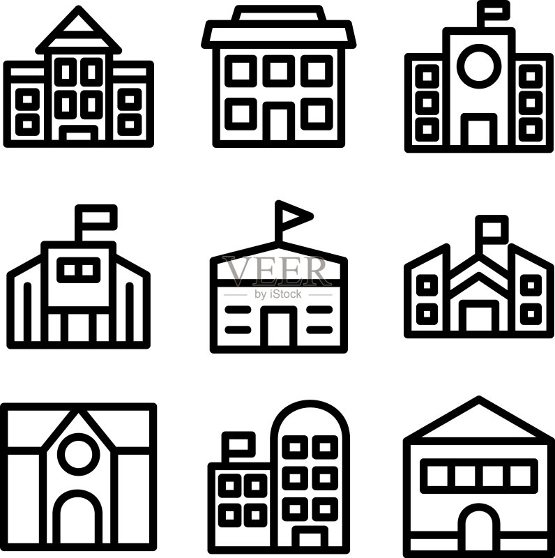 学校建筑图标或logo独立标志符号图标素材