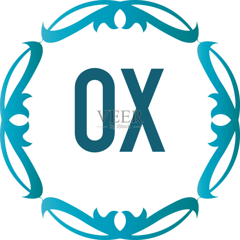 优雅首字母OX logo设计模板图标素材