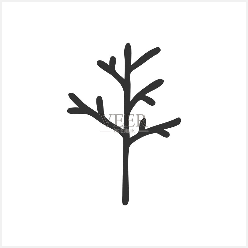 白色背景上的涂鸦树图标图标素材