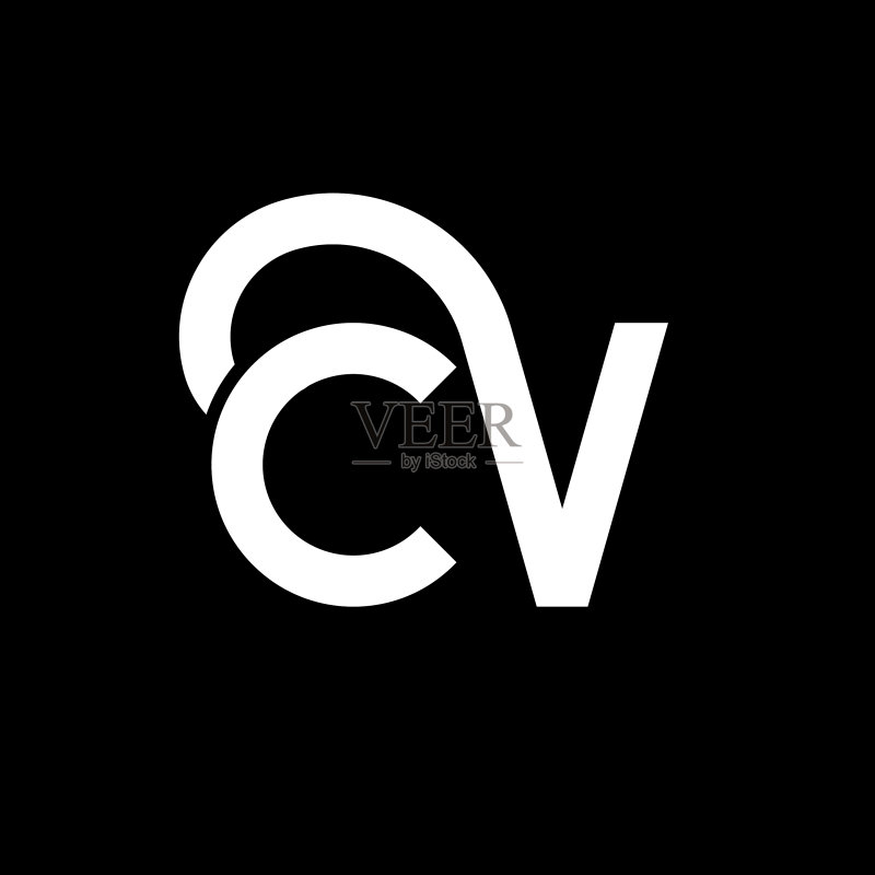 黑色背景上的CV字母Logo设计图标素材