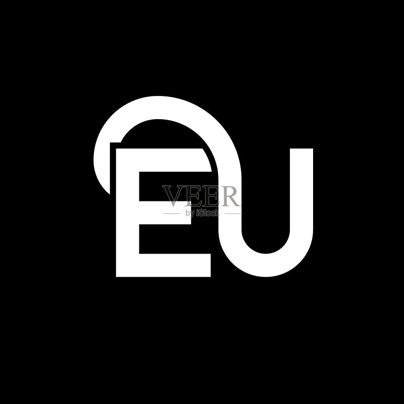 黑色背景上的EU字母标志设计图标素材