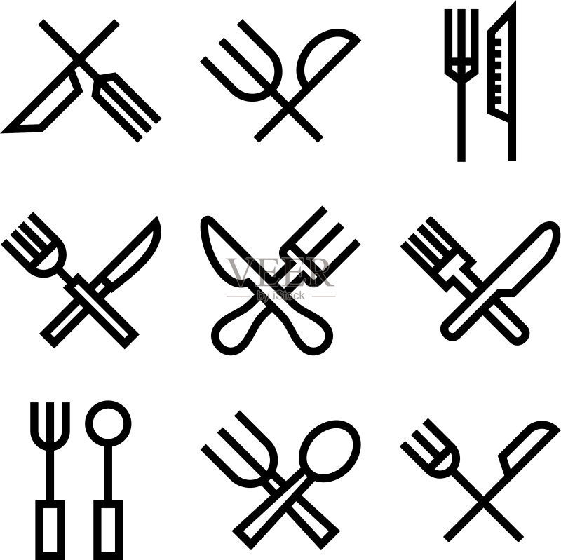 餐具图标或Logo独立标志图标素材
