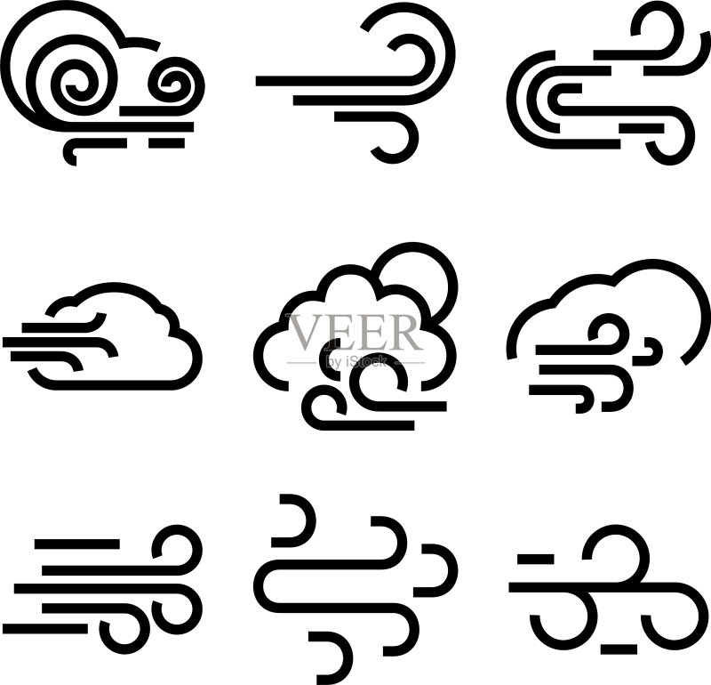 风的图标或Logo的孤立标志符号图标素材