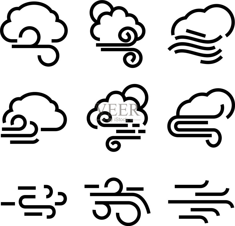 风的图标或Logo的孤立标志符号图标素材