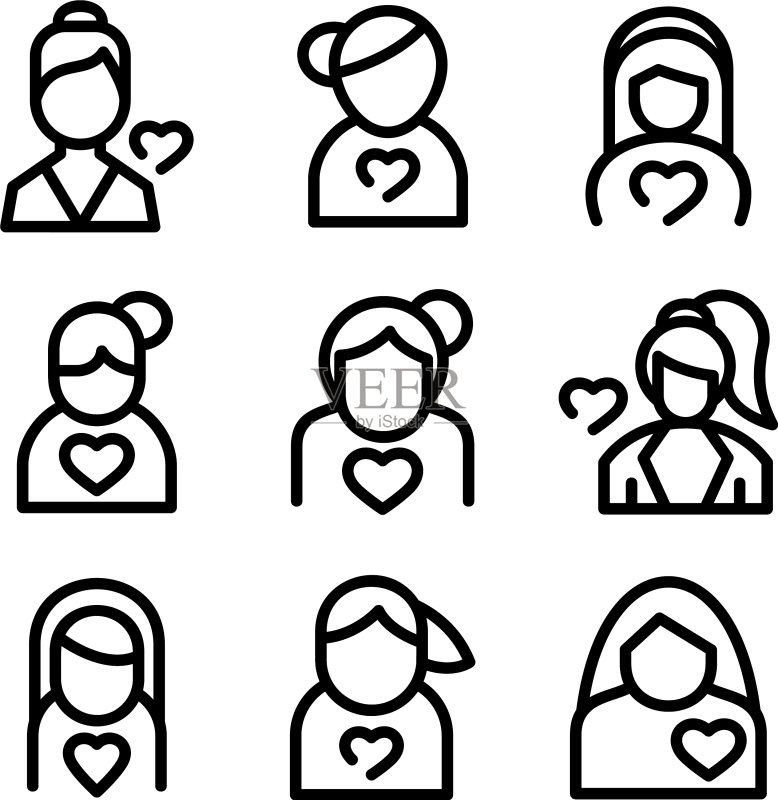 恋爱中的女人图标或Logo孤立标志符号图标素材