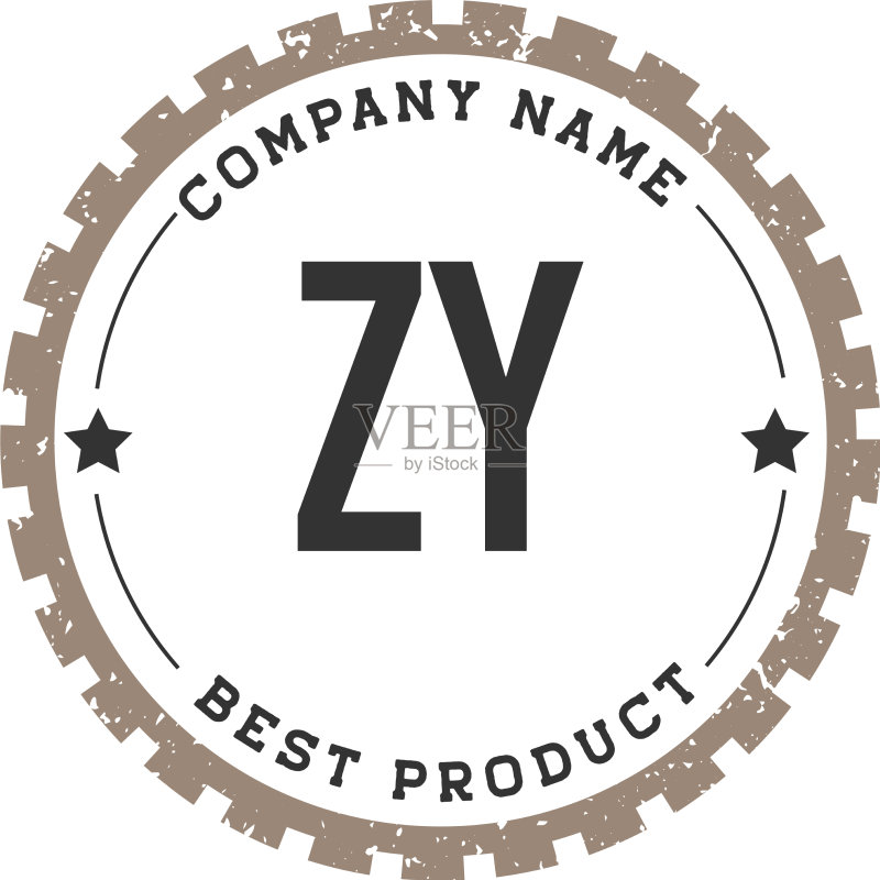 首字母ZY齿轮复古logo概念图标素材
