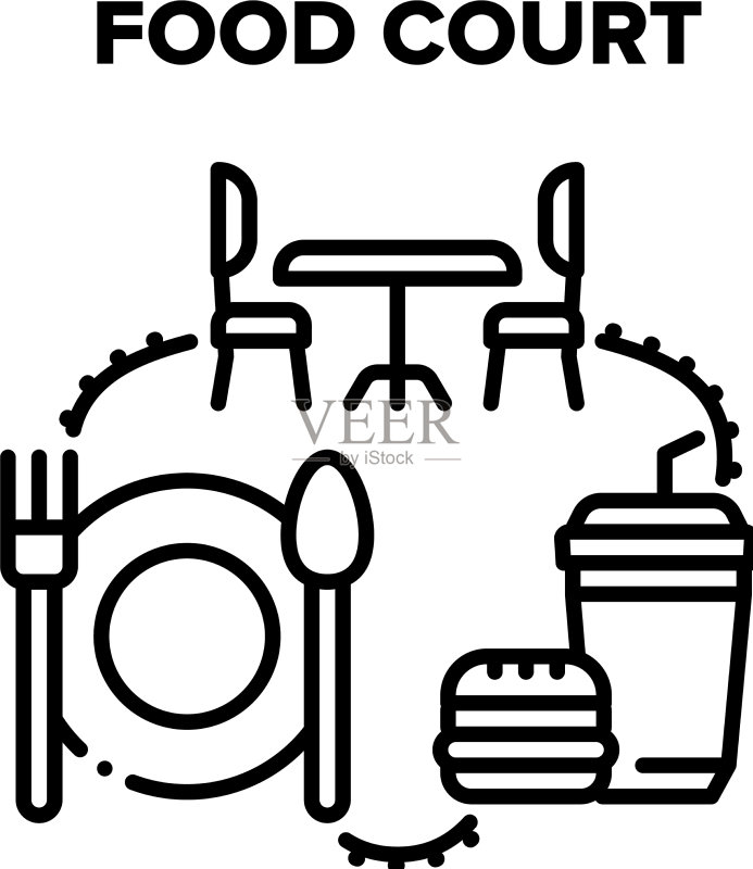 美食广场咖啡厅(黑色)图标素材