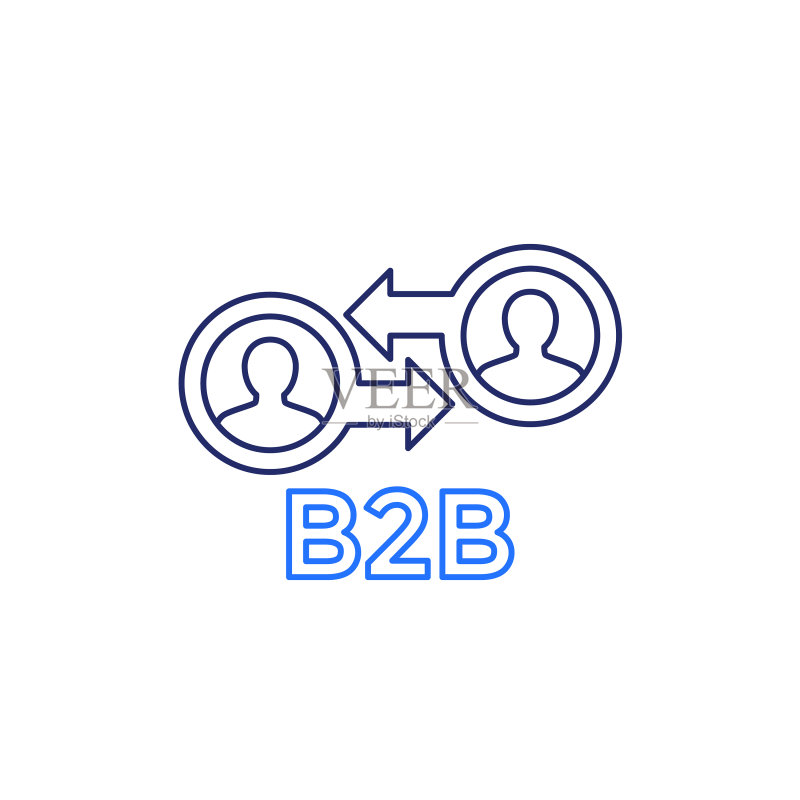 白色背景上的B2B营销线性图标图标素材