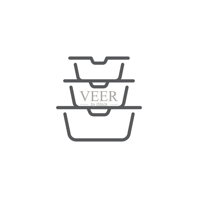 彩色线条塑料食品容器图标图标素材