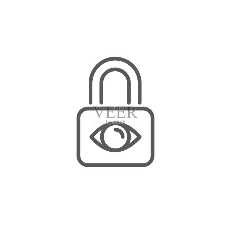 带眼睛图标的彩色线条隐私保护锁图标素材