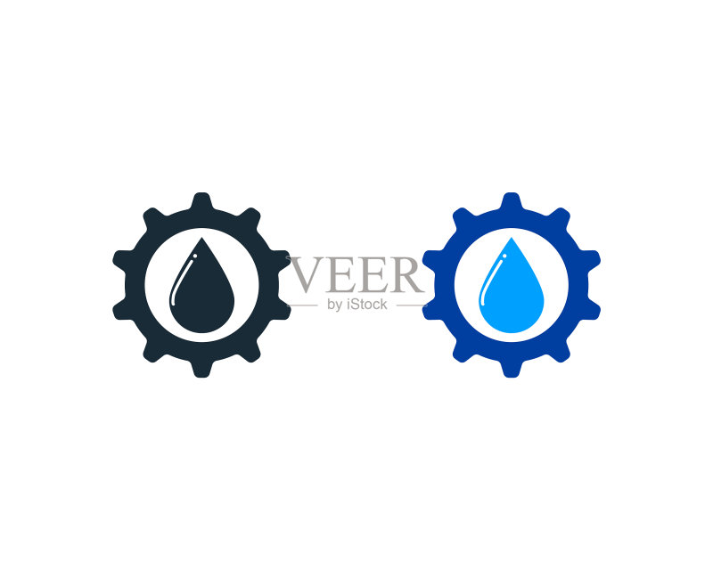 水滴齿轮图标Logo设计模板图标素材