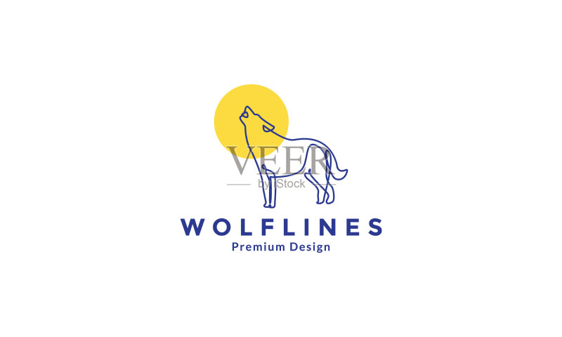 日落狼抽象线条logo设计图标素材