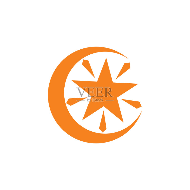 闪耀月亮星星扁平渐变Logo图标素材