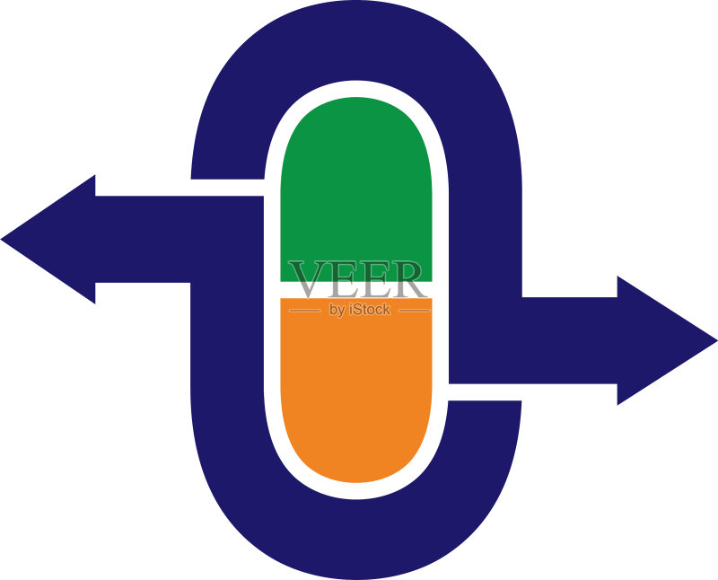 字母O胶囊箭头形状Logo图标素材