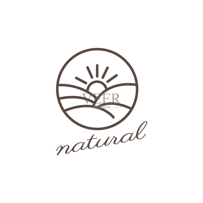 日落logo简约圆形轮廓自然设计图标素材