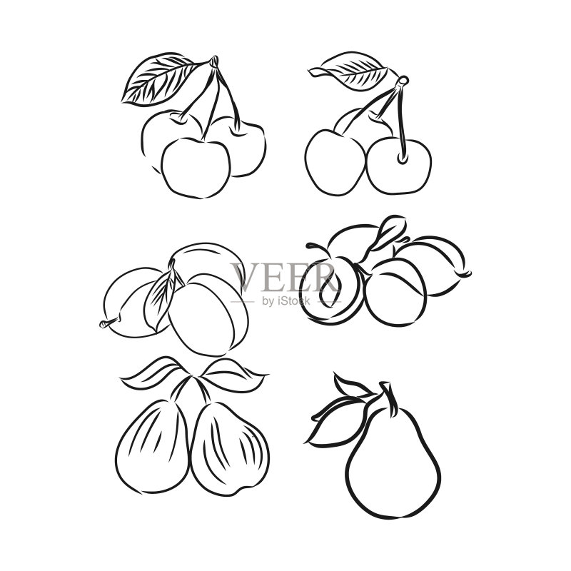 水果涂鸦素描合集图标素材