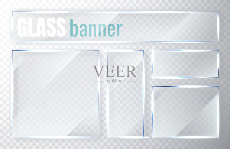 透明玻璃banner图标素材