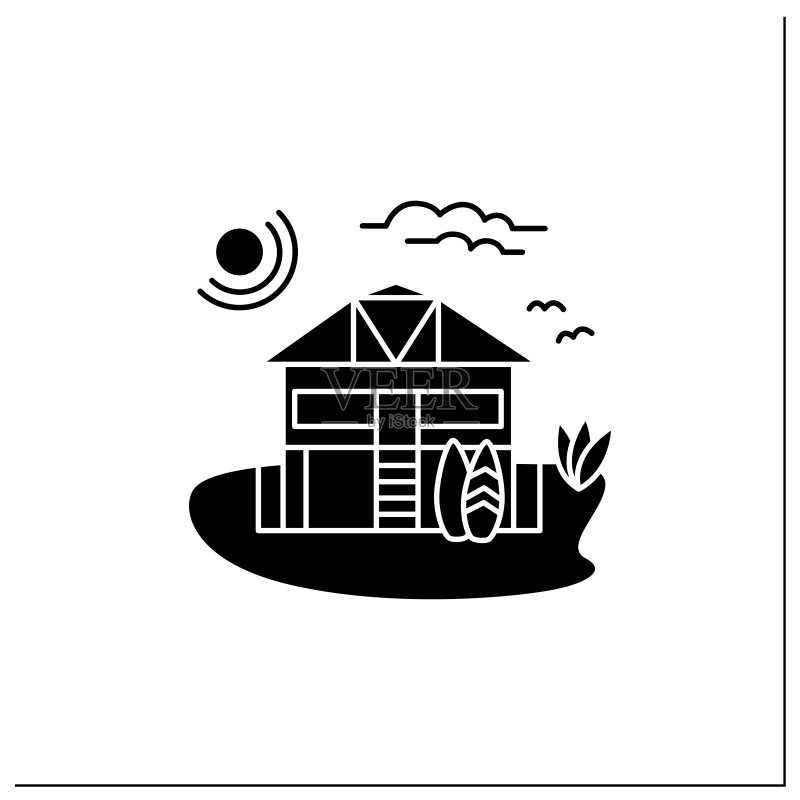 海滩小屋标志图标素材