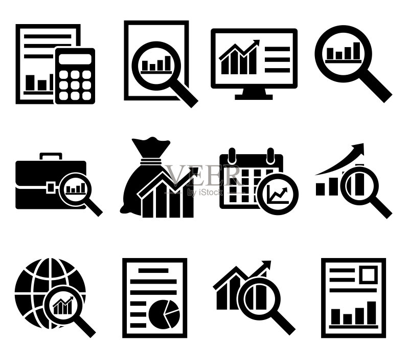 财务分析图标,logo在白色背景上隔离图标素材