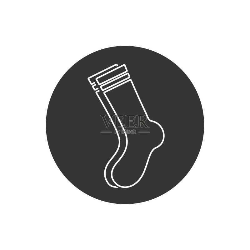 袜子线条图标。圣诞袜插图。网页用袜子简易矢量图图标素材