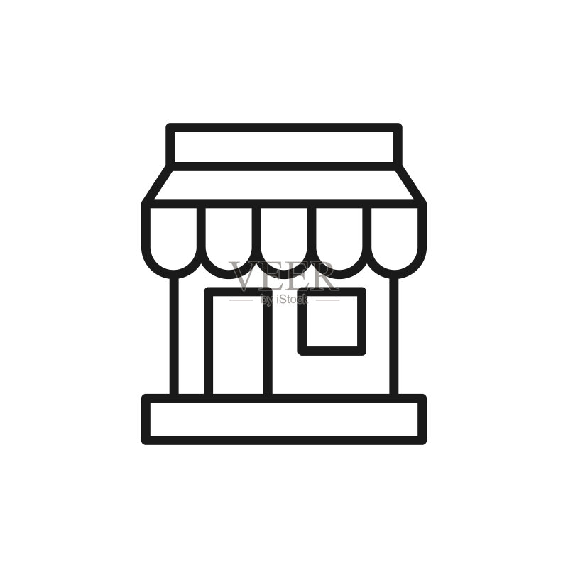 商店图标矢量设计插图:用于电子商务、在线商店和市场的商店建筑图标矢量设计,适用于网站、移动设备、Logo、符号、按钮、标志、应用程序UI的市场商店图标矢量图标素材