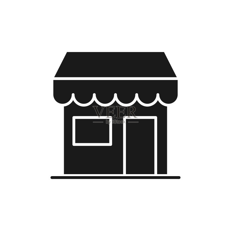 商店图标矢量设计插图:用于电子商务、在线商店和市场的商店建筑图标矢量设计,适用于网站、移动设备、Logo、符号、按钮、标志、应用程序UI的市场商店图标矢量图标素材