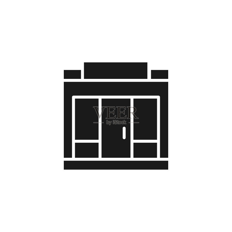 现代商店图标矢量设计插图。电子商务、在线商店和市场的商店建筑图标矢量设计。用于网站、移动设备、徽标、符号、标志、应用程序UI的现代商店图标矢量图标素材