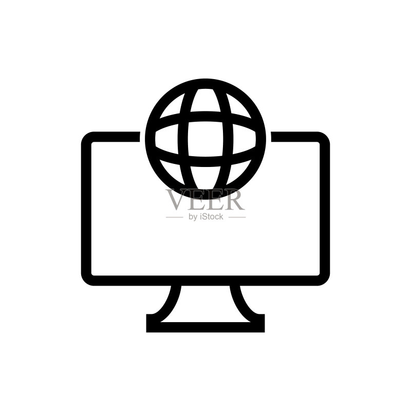 全球图像库存插图的地球和计算机图标图标素材