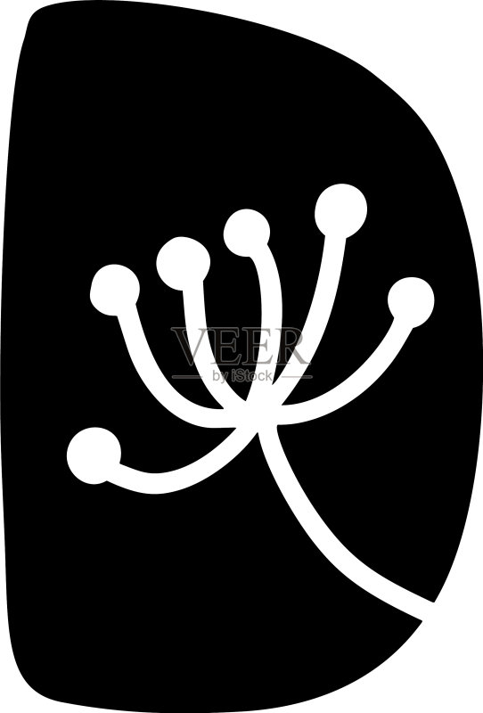 复古花卉粗体字母D logo图标素材