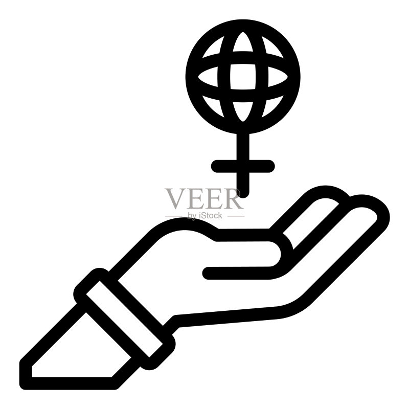 手持全球女性性别图标图标素材