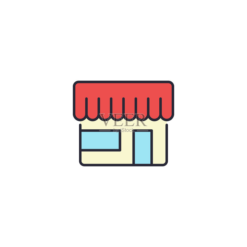 商店图标彩色线条轮廓标志图标素材