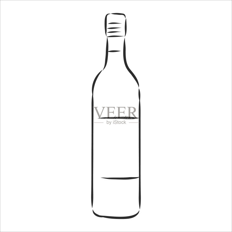 葡萄酒瓶素描图标素材