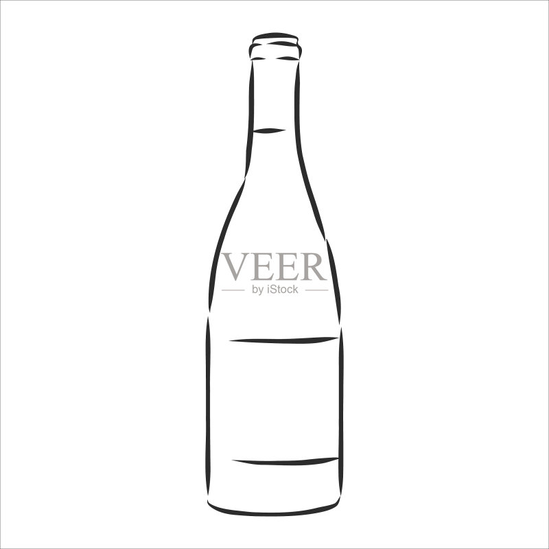 葡萄酒瓶素描图标素材