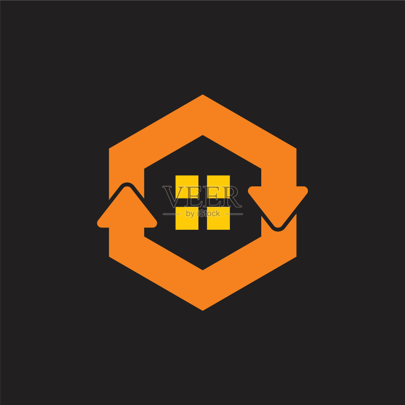 绿色刷新主页六边形箭头符号logo图标素材