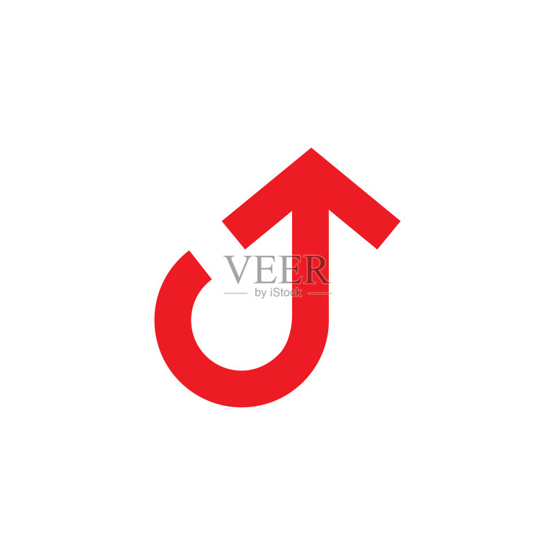 抽象字母J圆形旋转几何箭头图标素材