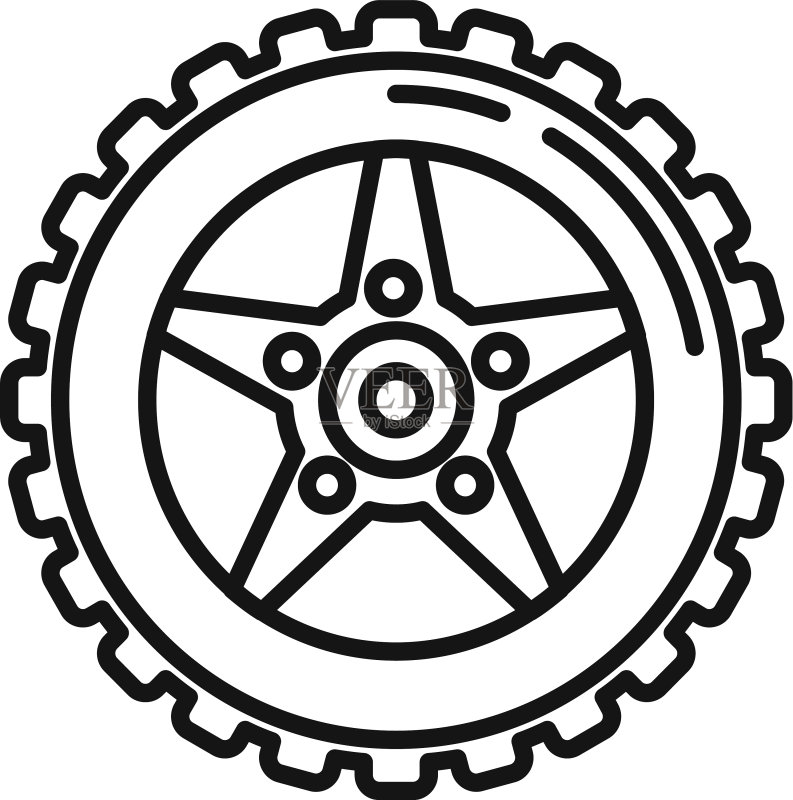 汽车车轮图标轮廓样式图标素材