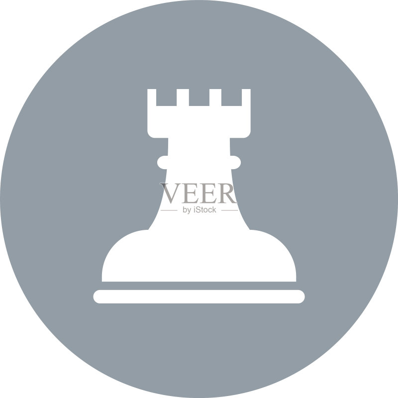 白色背景上的白色国际象棋城堡图标素材