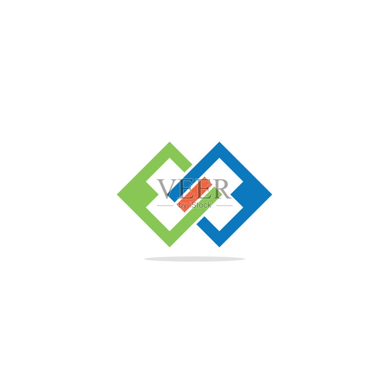 彩色方块连接公司logo图标素材
