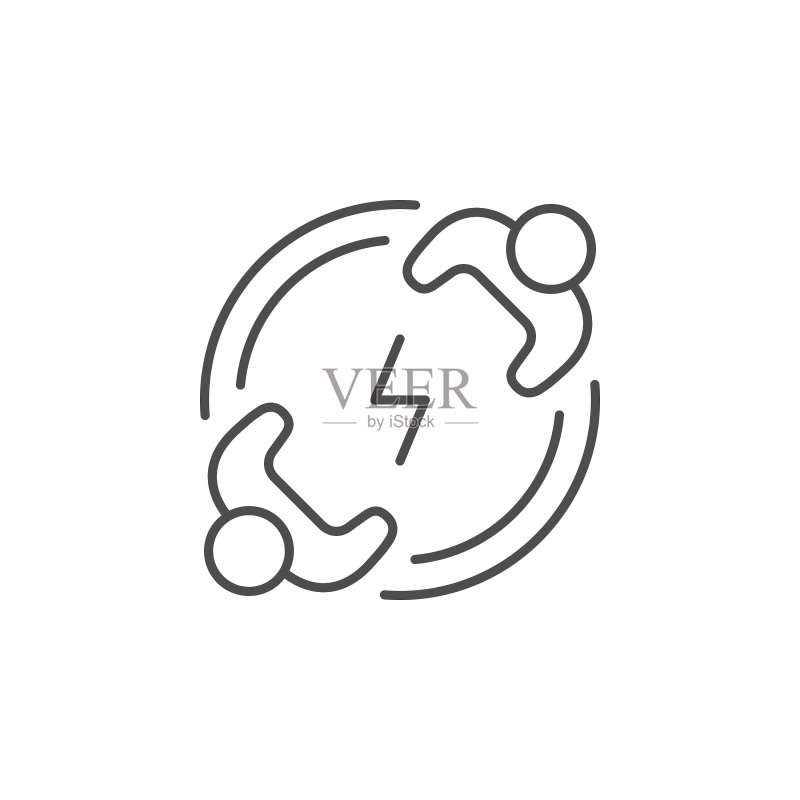 头脑风暴或团队合作概念线条图标图标素材