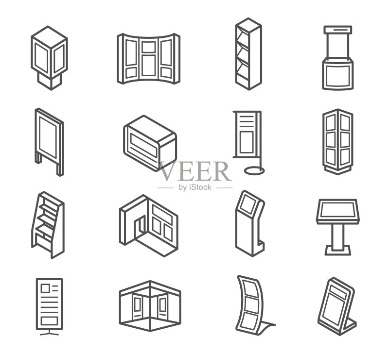 展览馆家具线性图标图标素材