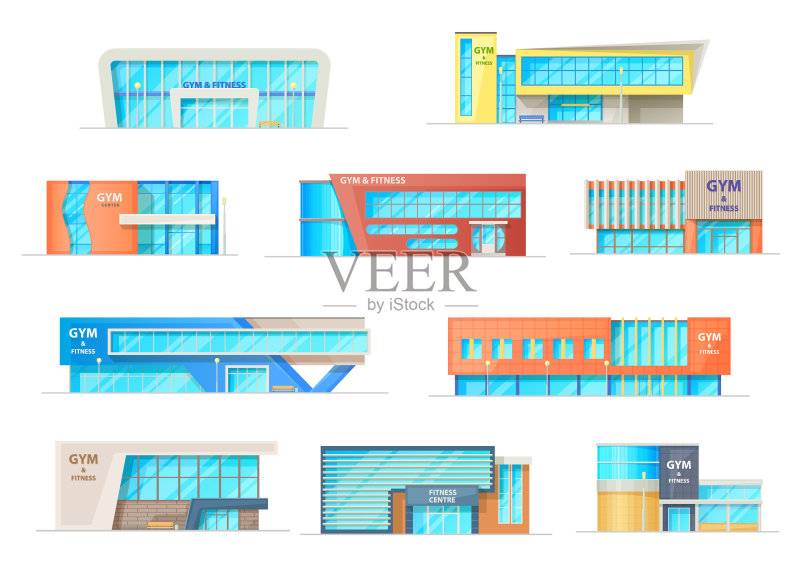 健身房或健身中心建筑外观素材图标素材