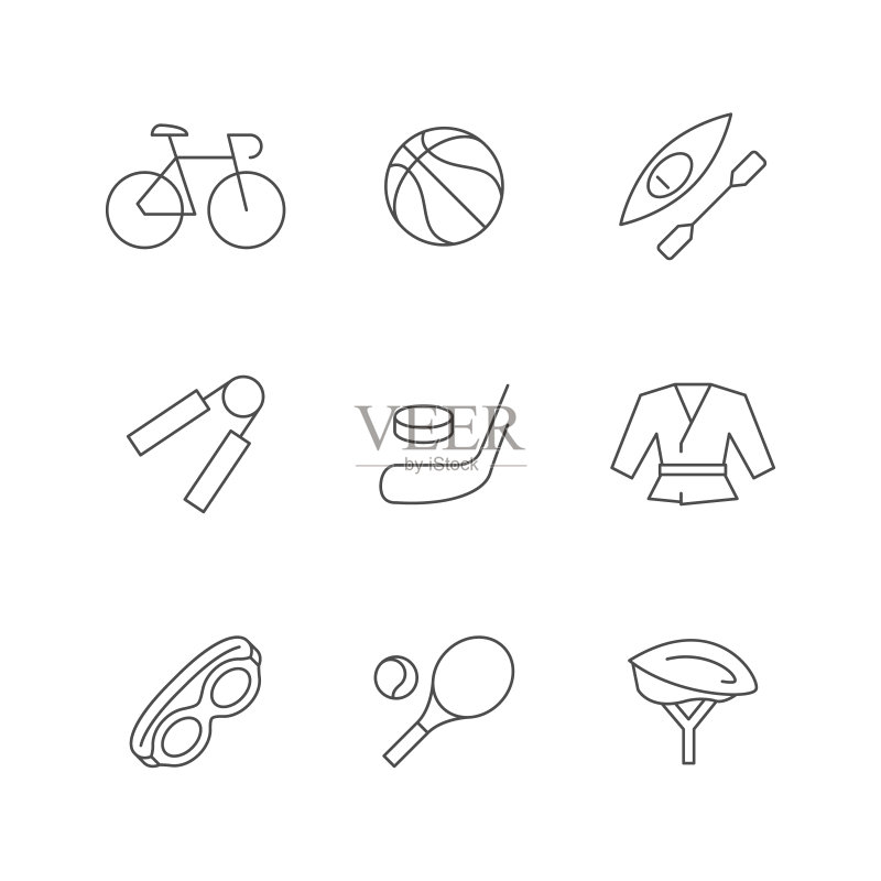 运动器材线条图标合集图标素材