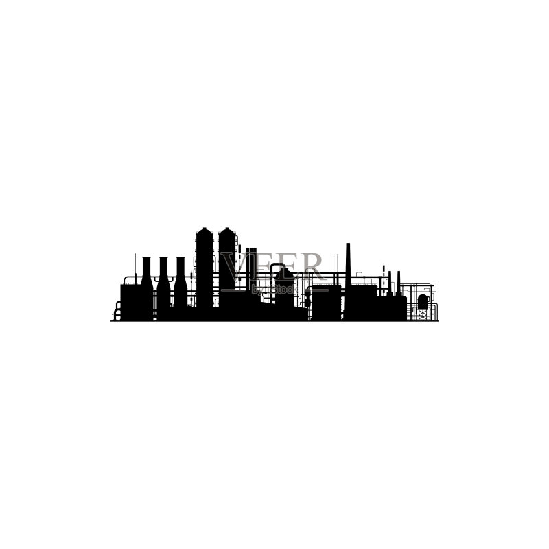 化工厂工业建筑轮廓图标素材